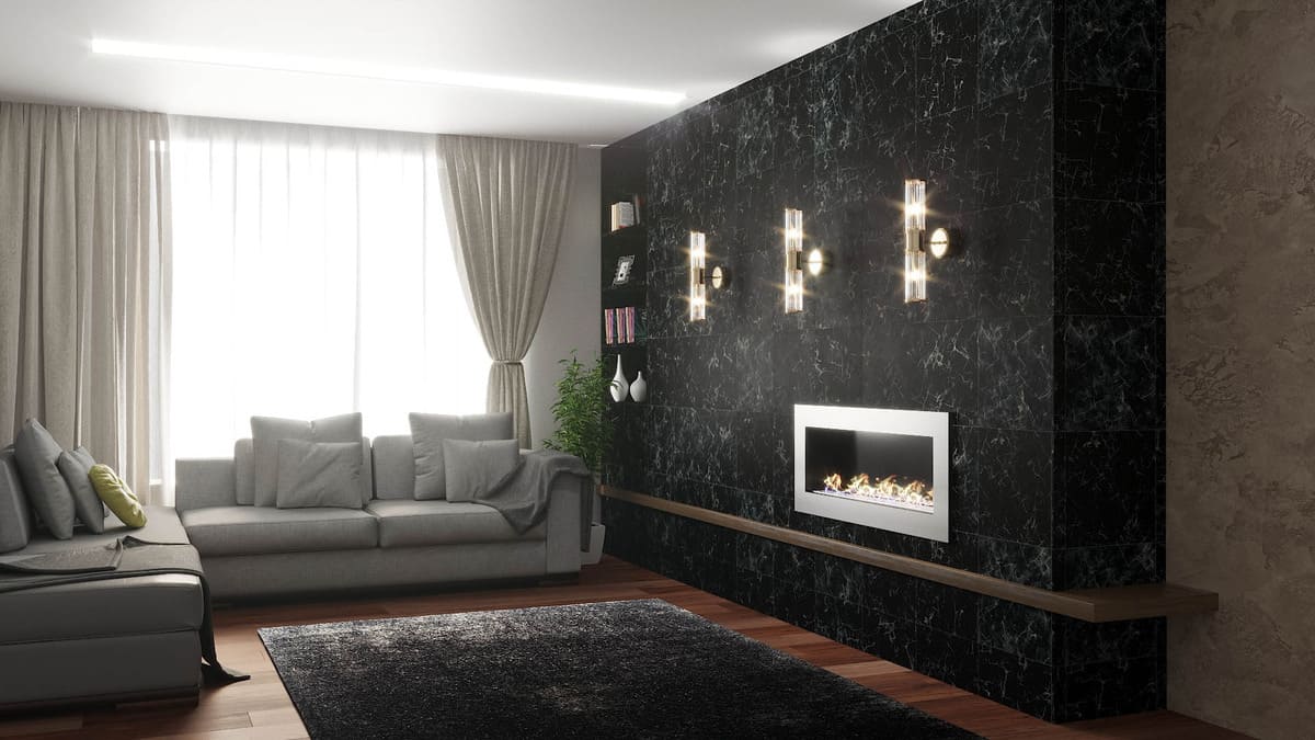 Биокамин "Русский огонь" Хай-тек 1100V встраиваемый с защитным и декоративным стеклом по цене 46 100 руб.