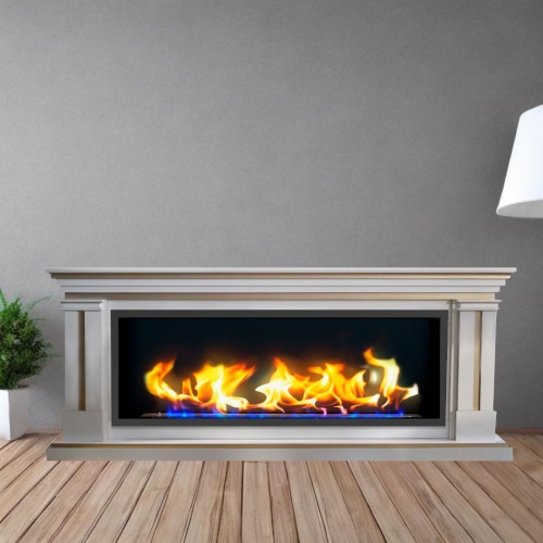 Биокамин в линейном портале "Русский огонь" Вермонт с защитным стеклом